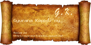 Gyurana Koppány névjegykártya